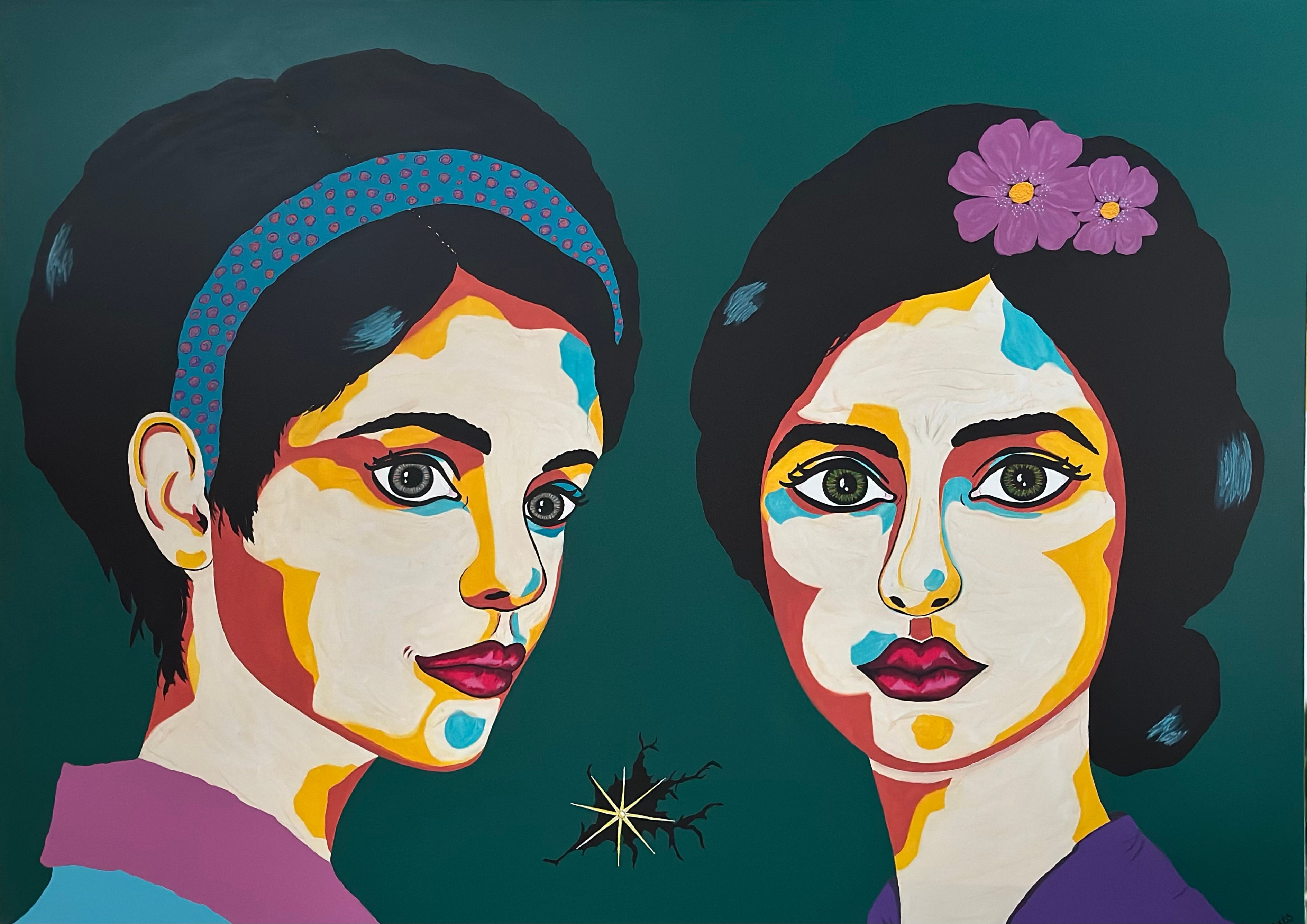 SOLBJØRK og SIGRID, 140 cm x 100 cm, akryl på lærred, kr. 7.500,-