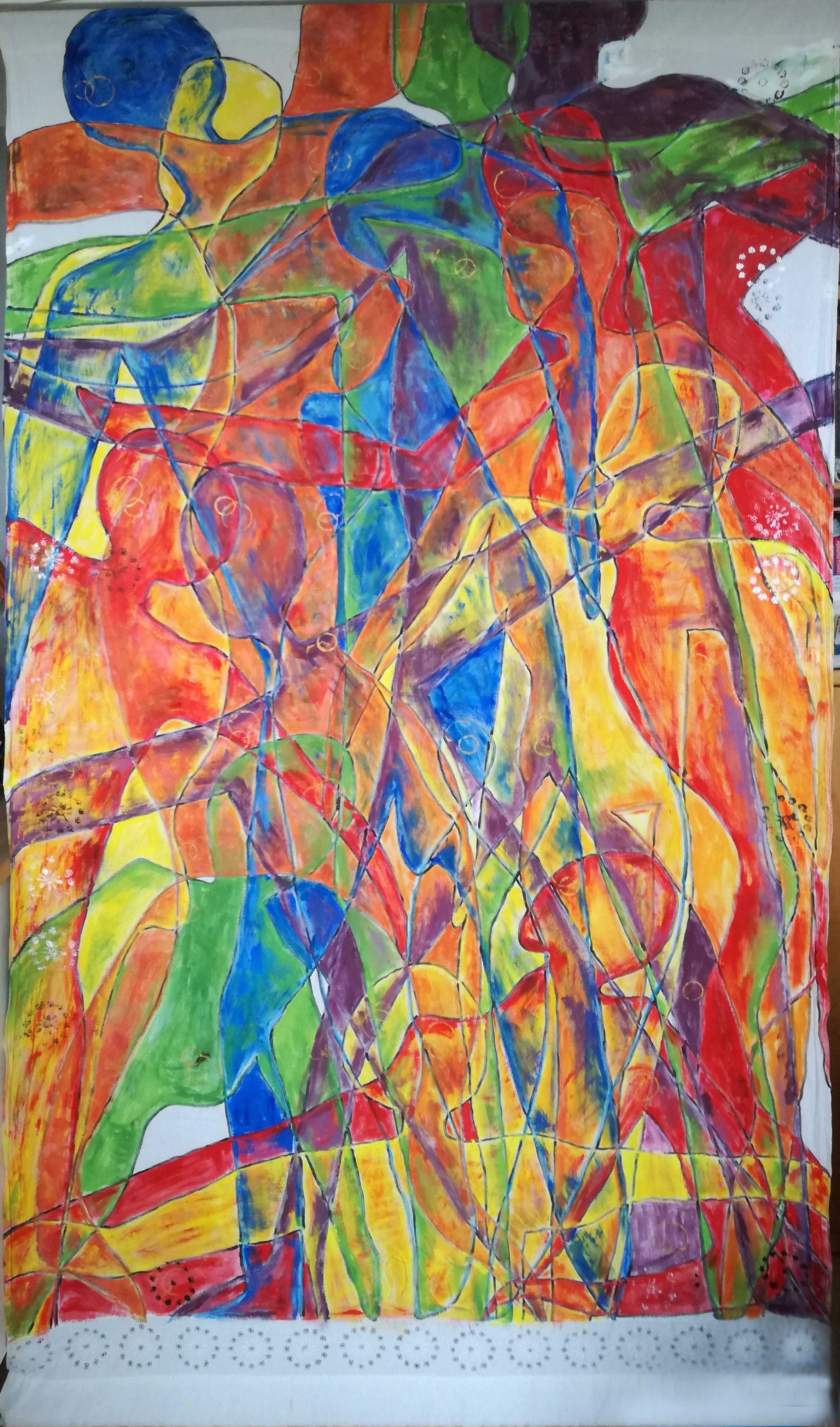 Se mig, 225 cm x 120, cm, malet på stof, 4.000 kr