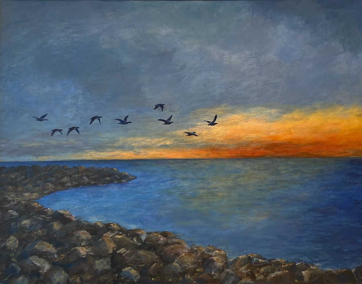 Aftenstemning ved Gedser, 70 cm x 90 cm, 5.500 kr