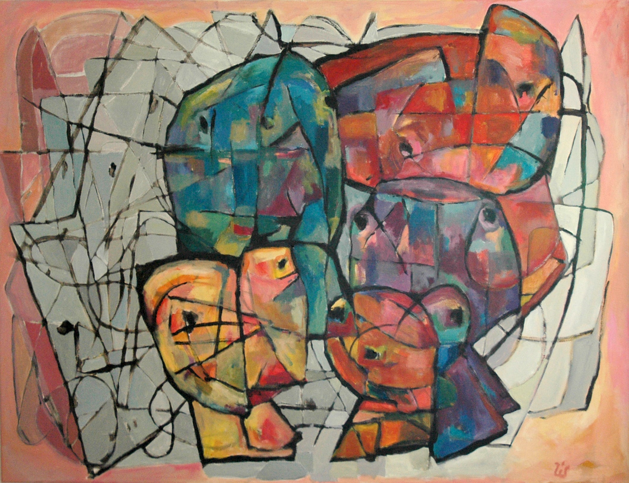 Figurer fortæller, 90 cm x 120 cm, 4.300 kr