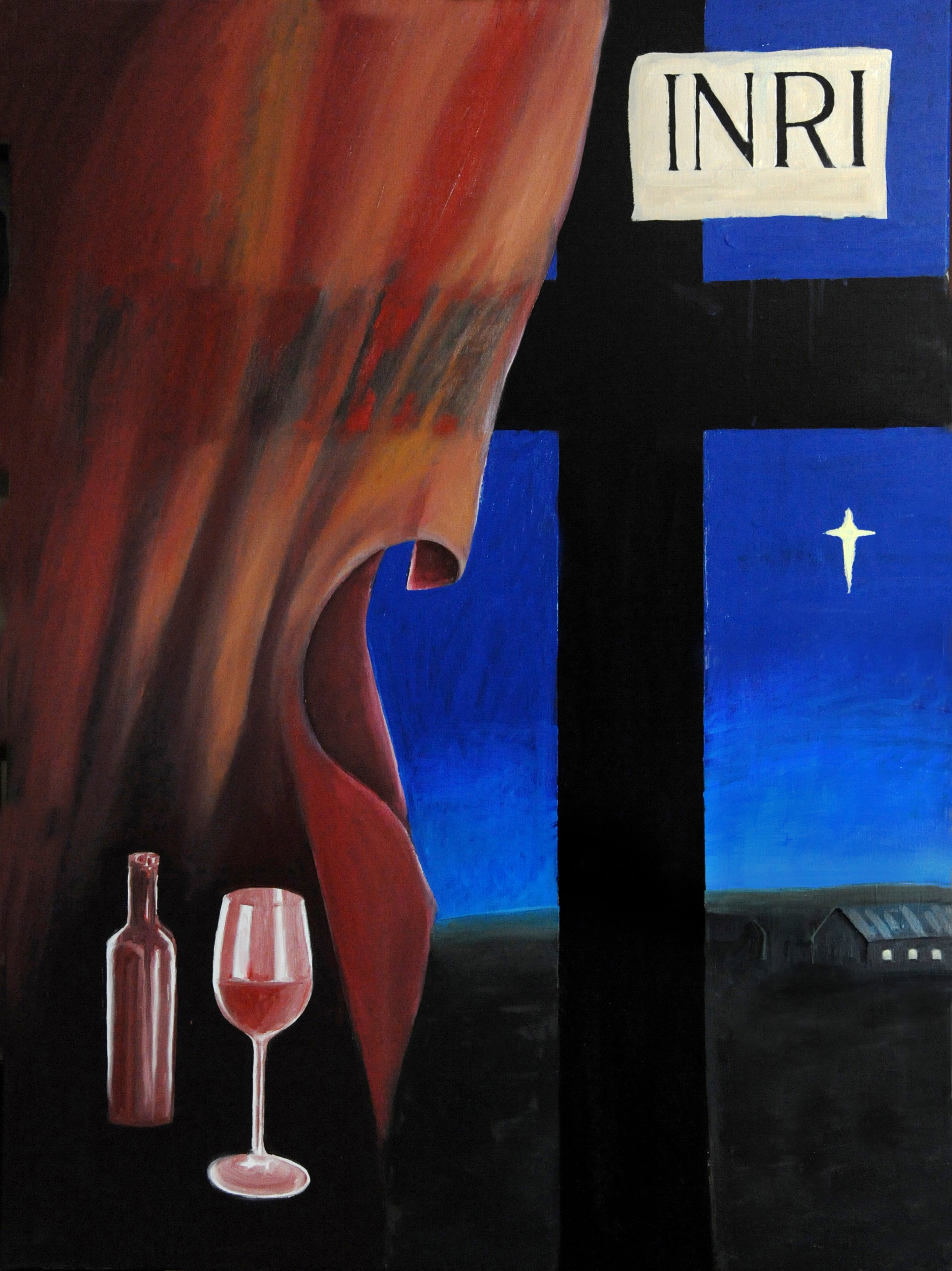 INRI, 120 cm x 90 cm. Olie på lærred. 6.500,-kr.