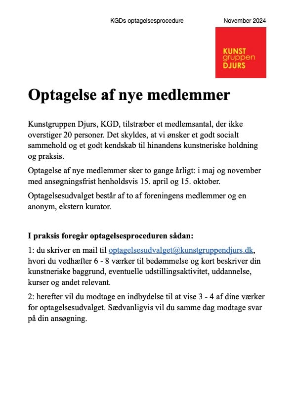 Optagelse af nye medlemmer i KGD, side 1