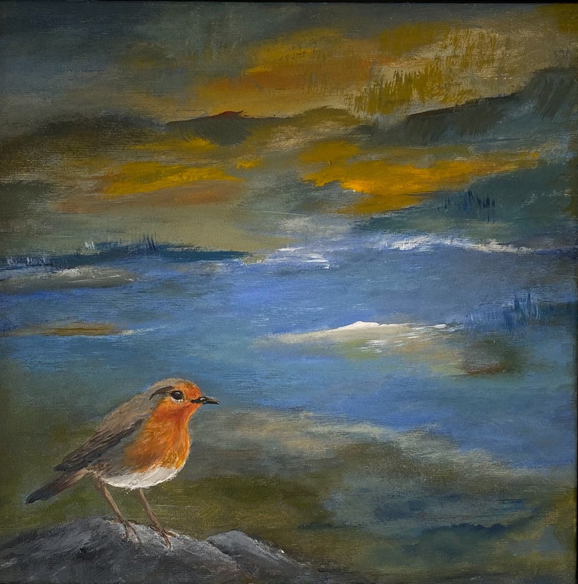 Rødhals 1, 40 cm x 40 cm, 2.800 kr