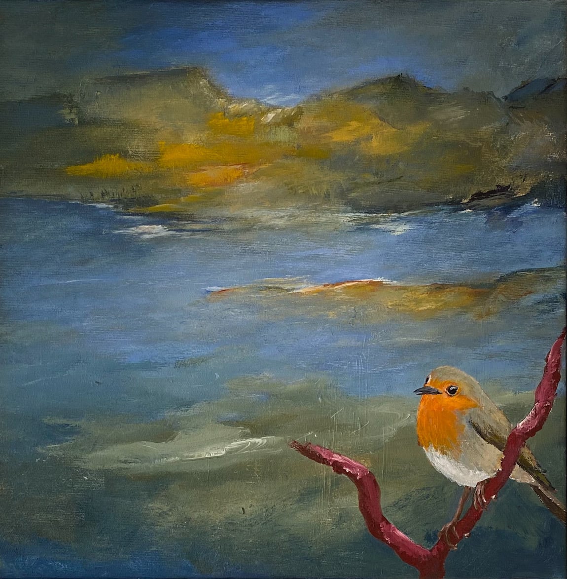 Rødhals 2, 40 cm x 40 cm, 2.800 kr