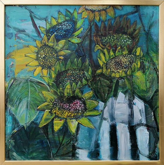 Sikkert solsikker, 62 cm x 62 cm, 2.200 kr
