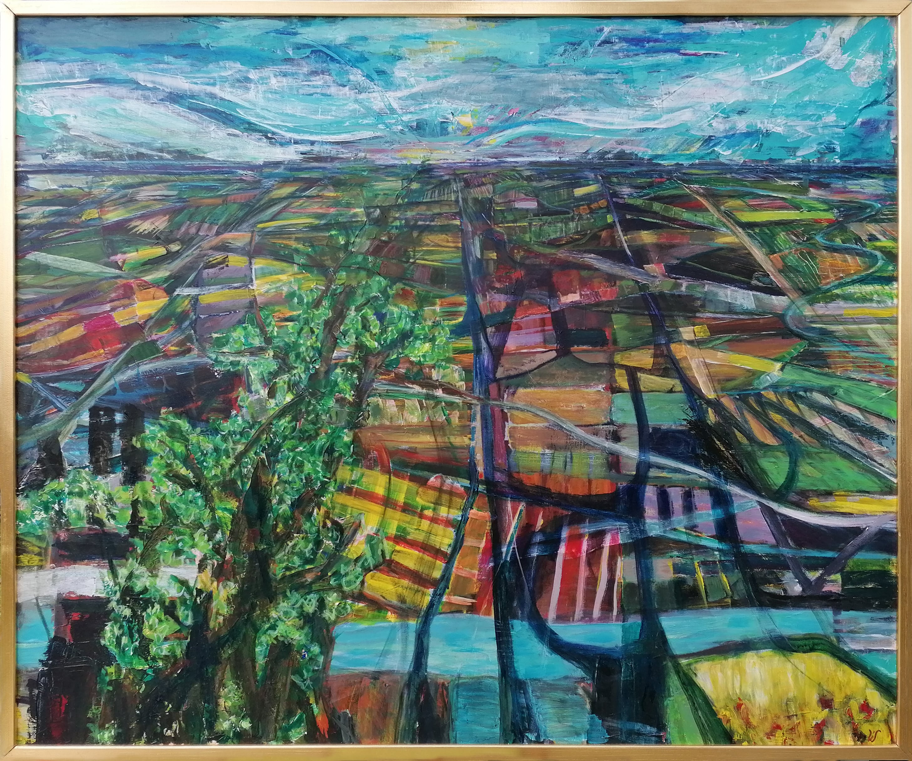 Spor og markabstraktioner, 123 cm x 103 cm, 5.000 kr